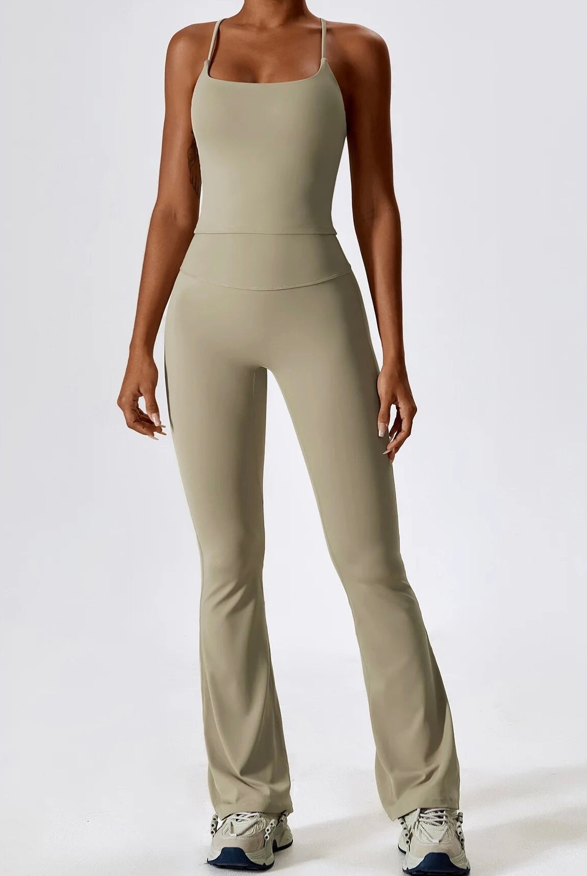High Waisted Ruched Bum Leggings in Stone